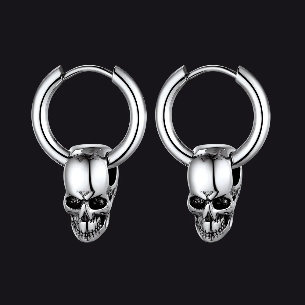 Cool Skull Hoop Dangle Earrings For Men Women sold by FaithHeart