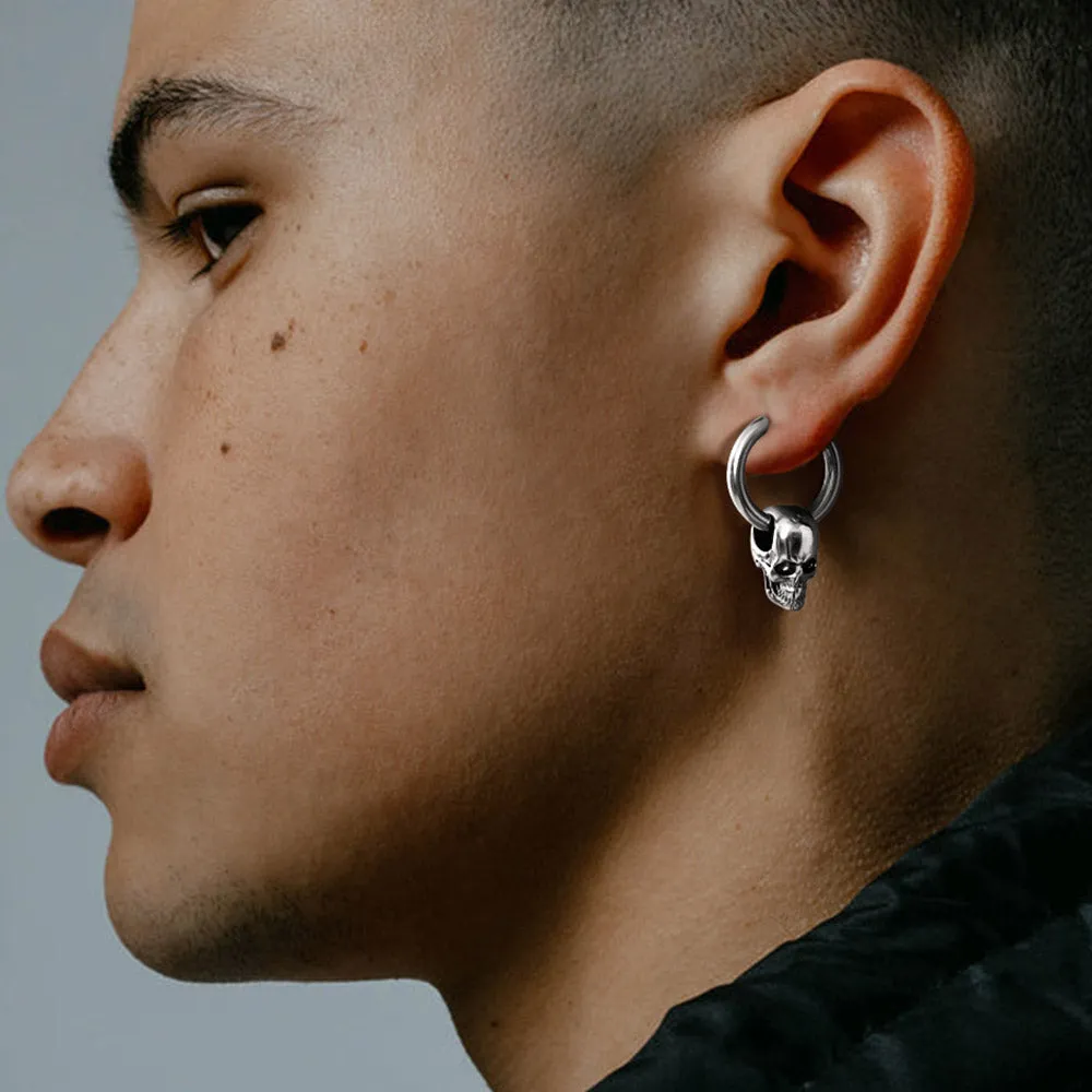 Cool Skull Hoop Dangle Earrings For Men Women sold by FaithHeart product image thumbnail 3