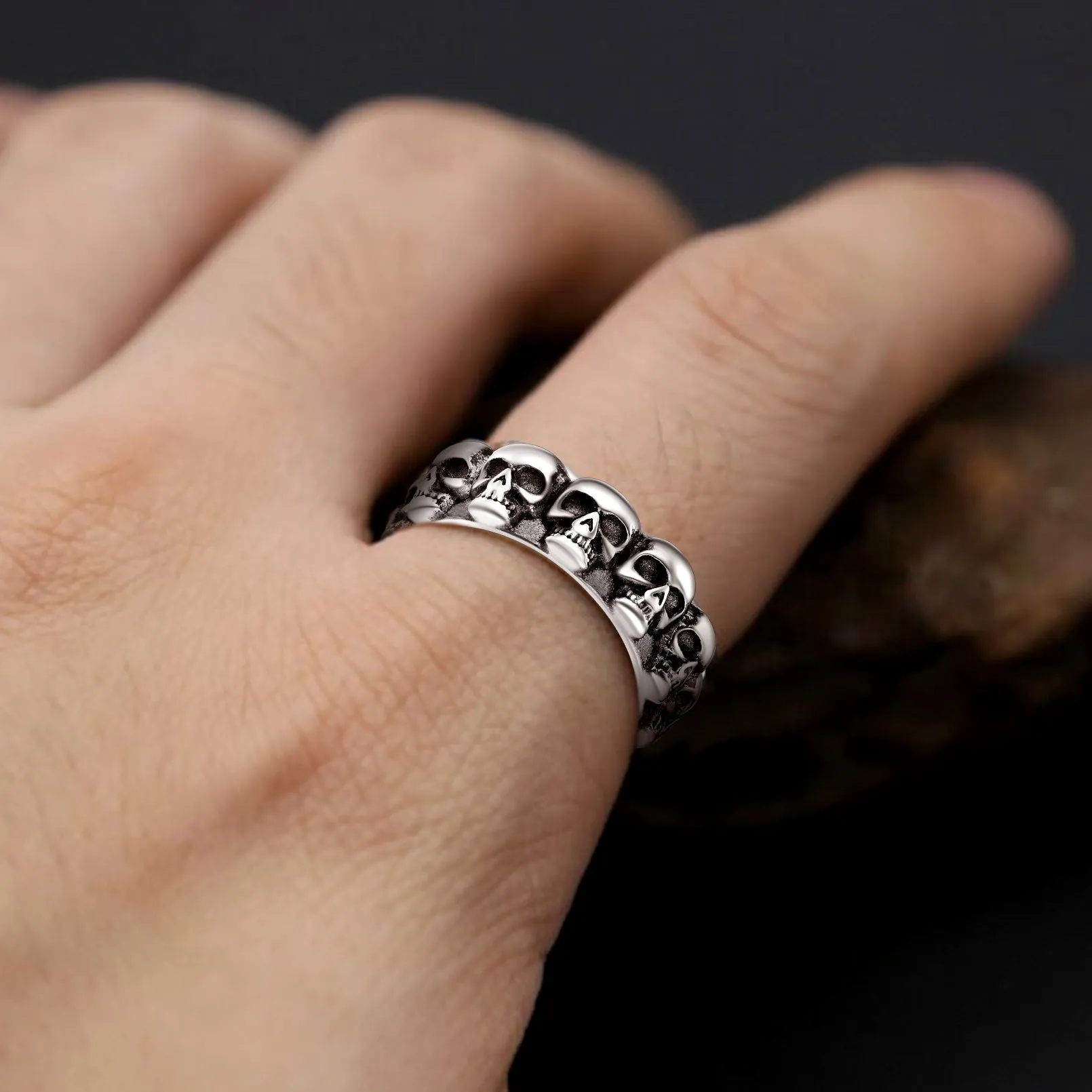 Gothic Punk Skull Ring For Men Stainless Steel sold by FaithHeart product image thumbnail 2