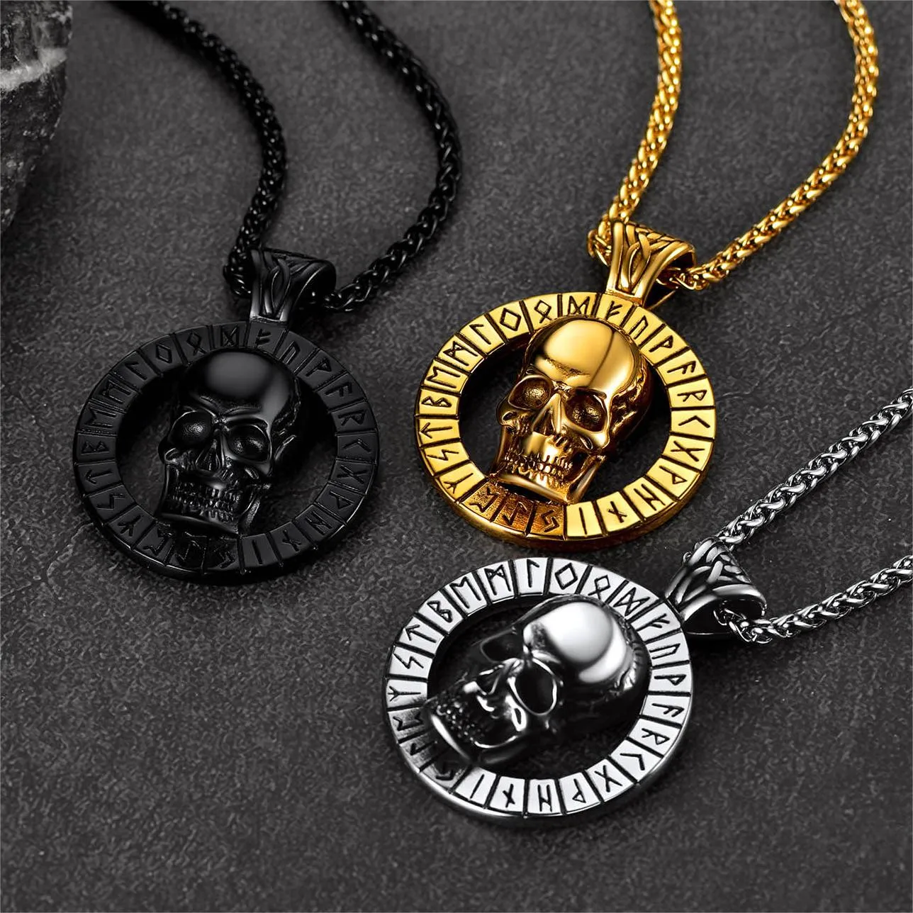 Flash Sale Viking Runes Skull Necklace For Men sold by FaithHeart product image thumbnail 3