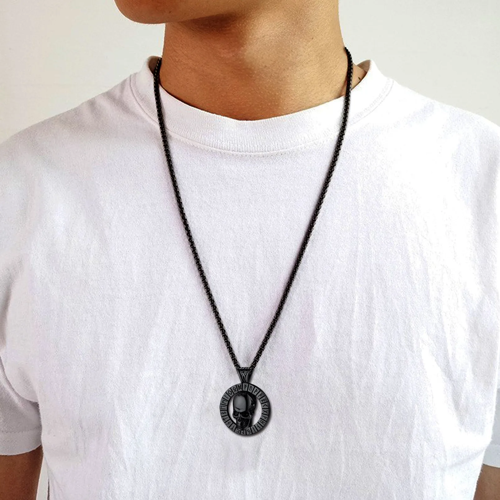 Flash Sale Viking Runes Skull Necklace For Men sold by FaithHeart product image thumbnail 2
