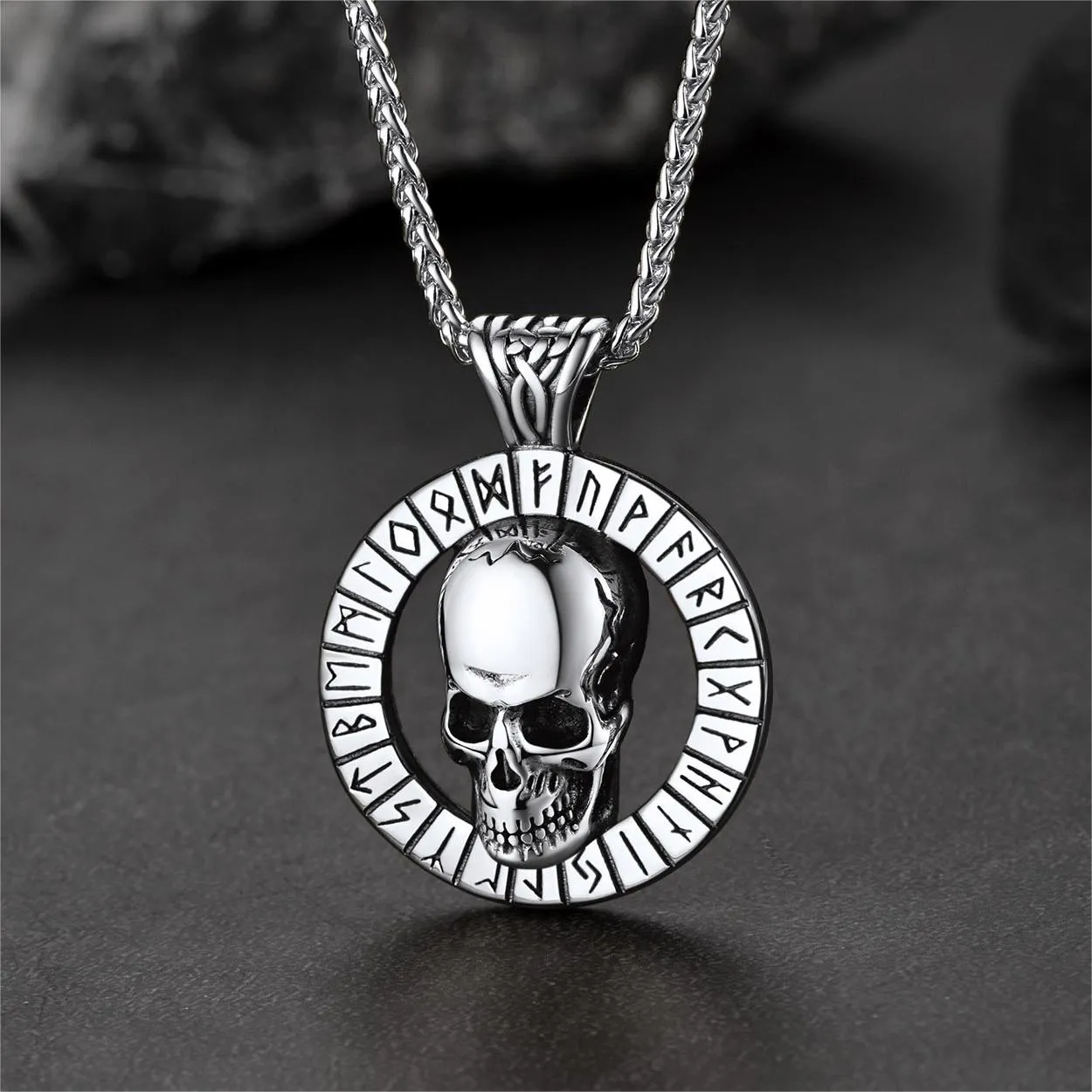 Flash Sale Viking Runes Skull Necklace For Men sold by FaithHeart product image thumbnail 5