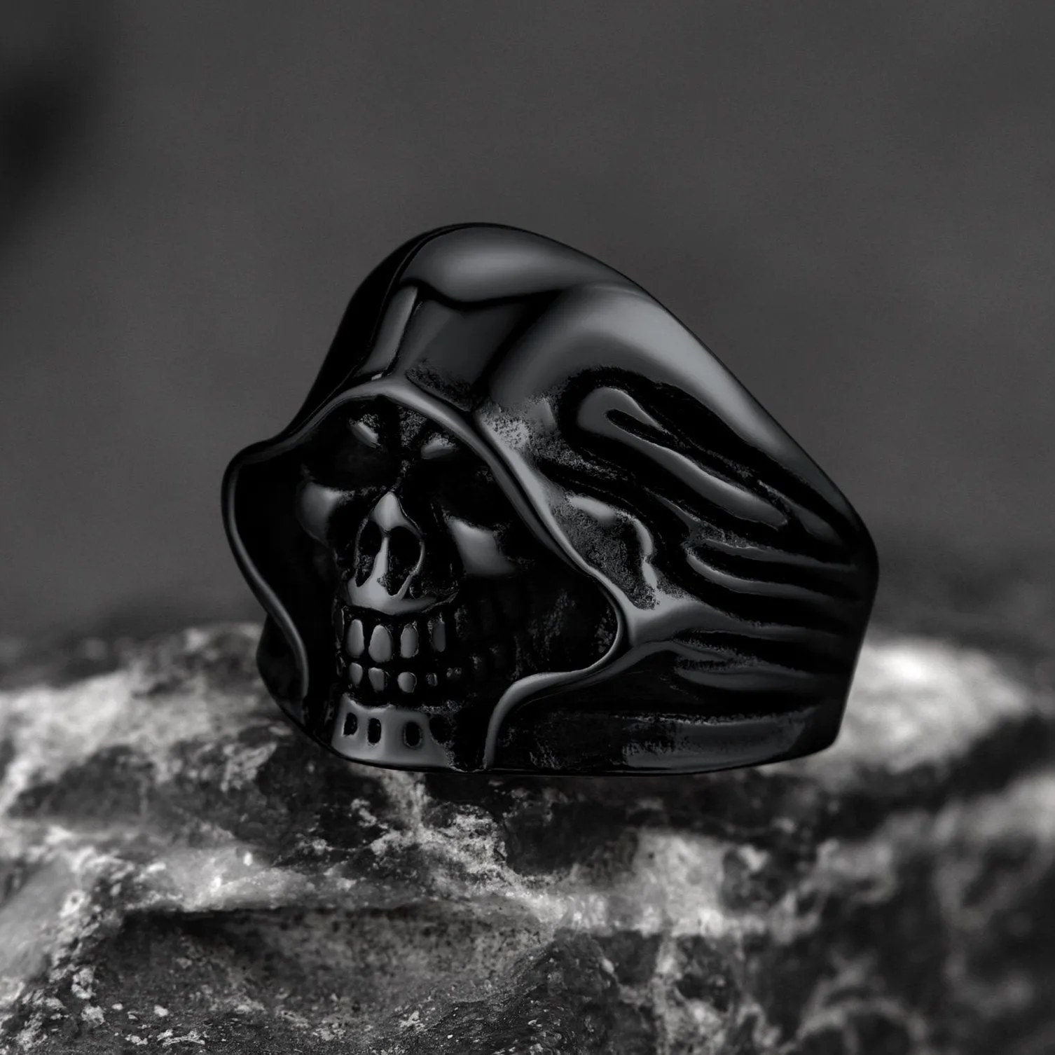 Gothic Grim Reaper Skull Ring For Men in Stainless Steel sold by FaithHeart product image thumbnail 5