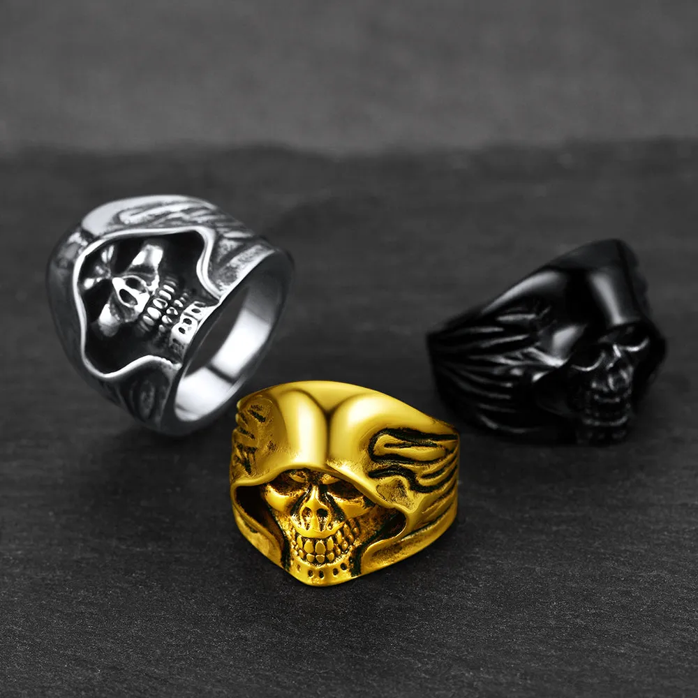 Gothic Grim Reaper Skull Ring For Men in Stainless Steel sold by FaithHeart product image thumbnail 2