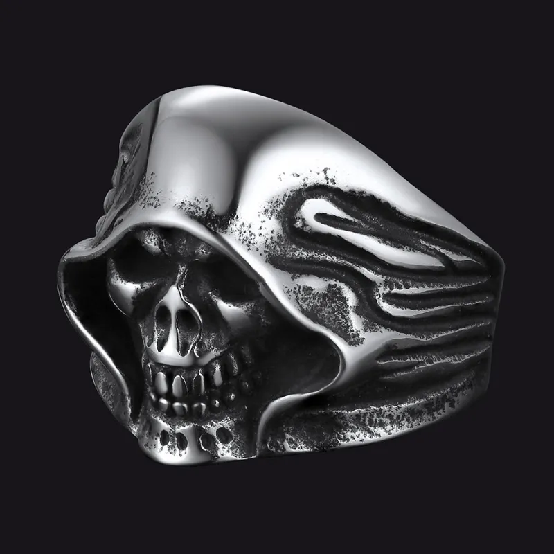Gothic Grim Reaper Skull Ring For Men in Stainless Steel sold by FaithHeart