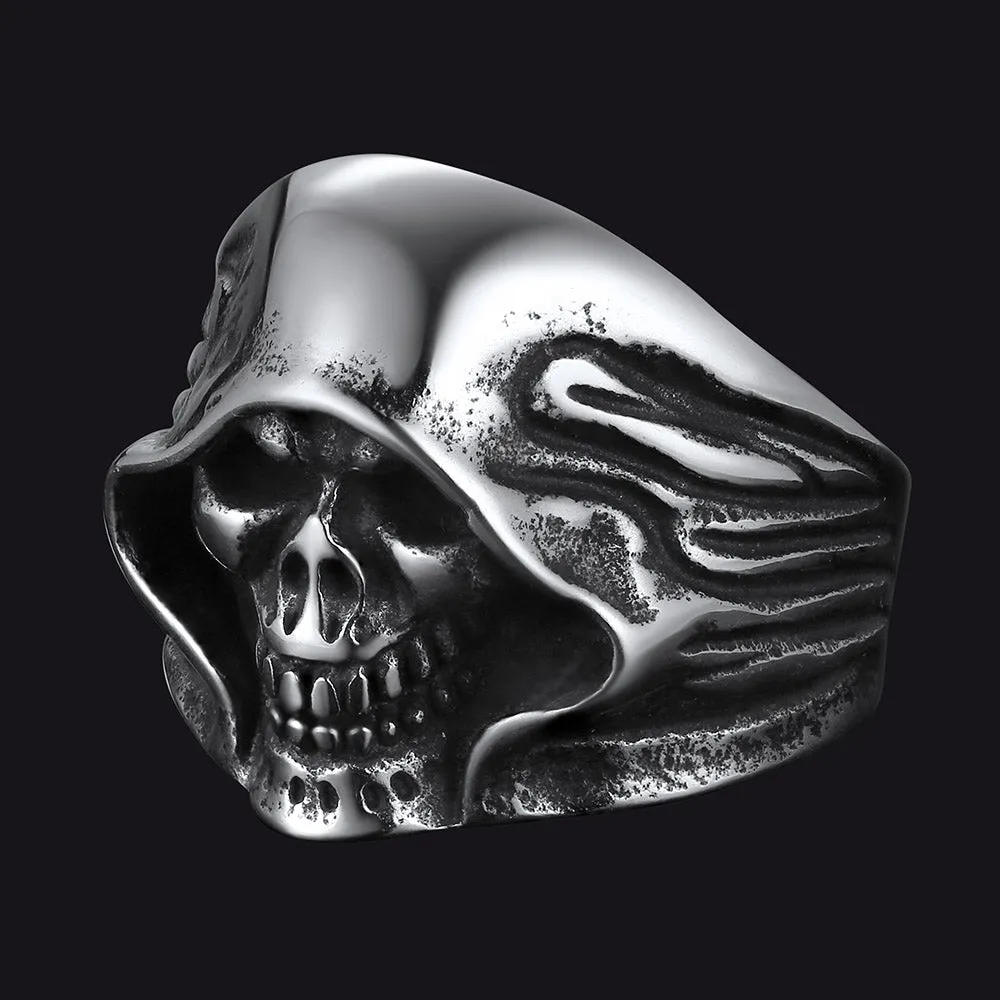 Gothic Grim Reaper Skull Ring For Men in Stainless Steel sold by FaithHeart