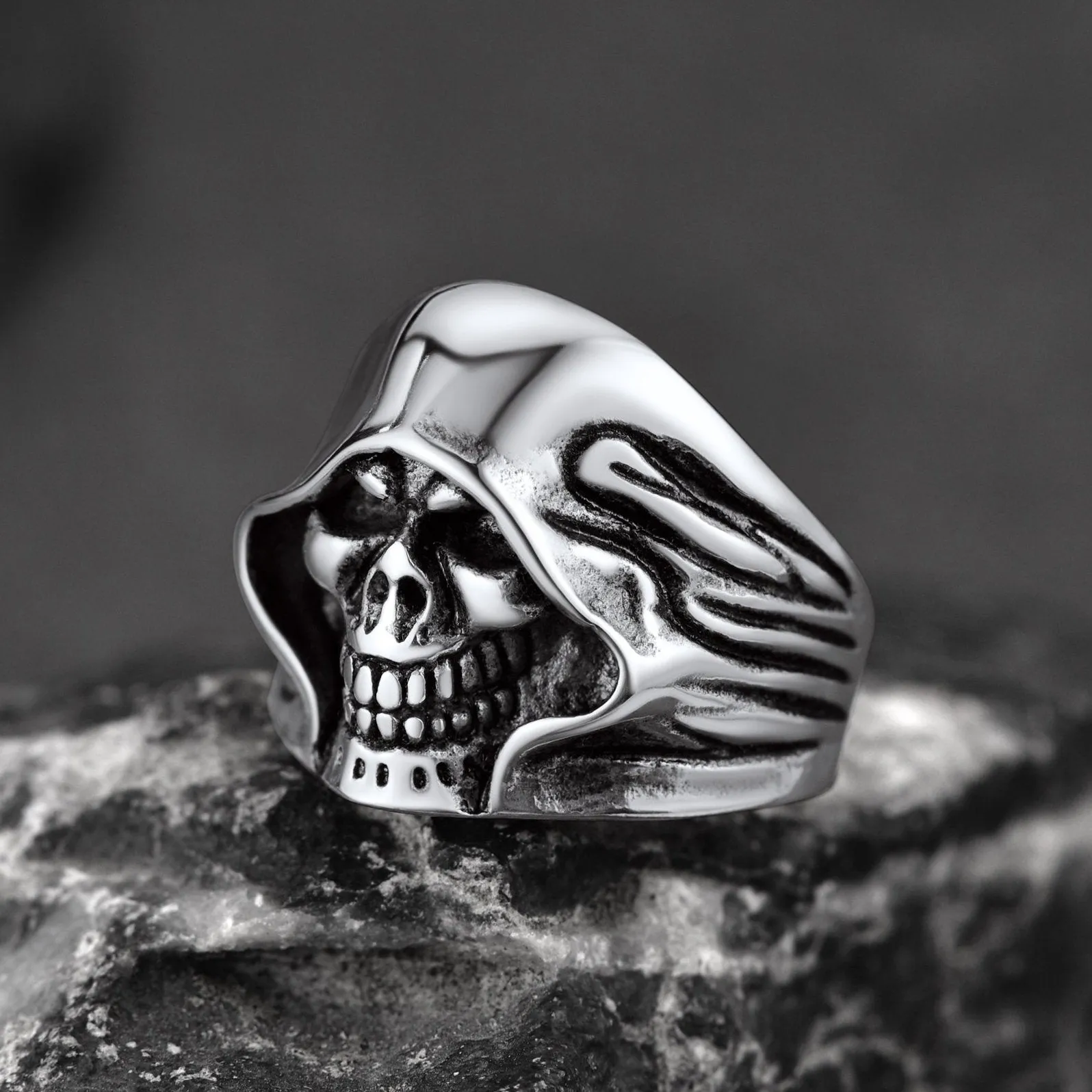 Gothic Grim Reaper Skull Ring For Men in Stainless Steel sold by FaithHeart product image thumbnail 3