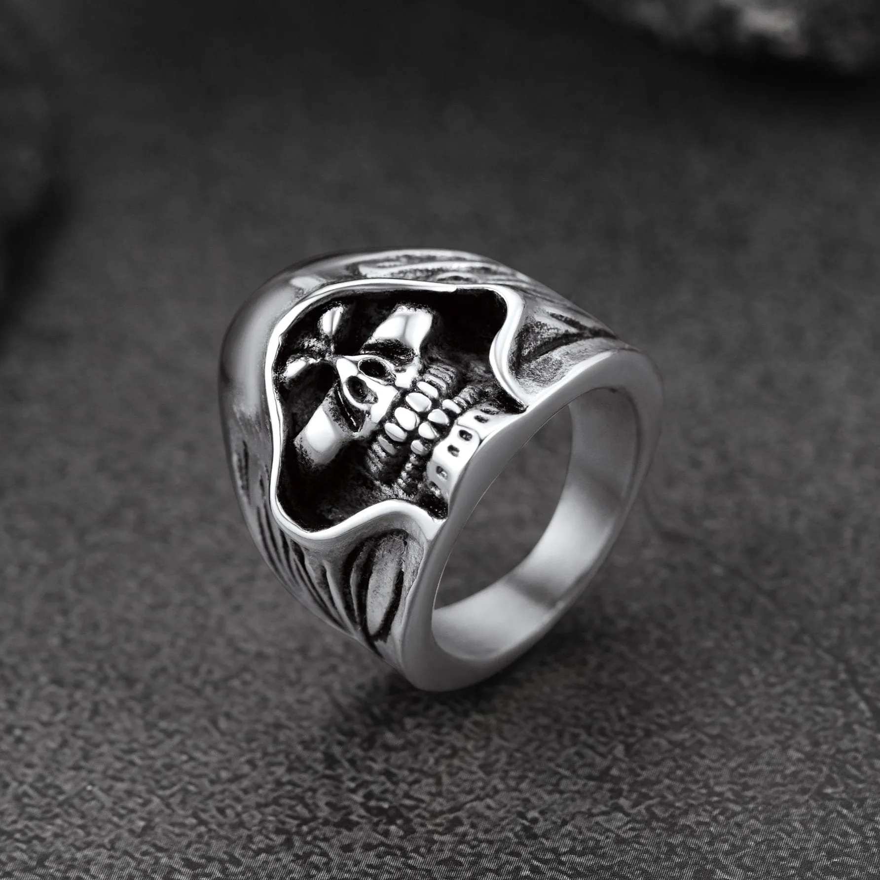 Gothic Grim Reaper Skull Ring For Men in Stainless Steel sold by FaithHeart product image thumbnail 4