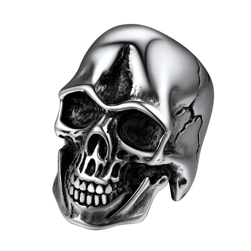Gothic Biker Skull Stainless Steel Ring For Men sold by FaithHeart