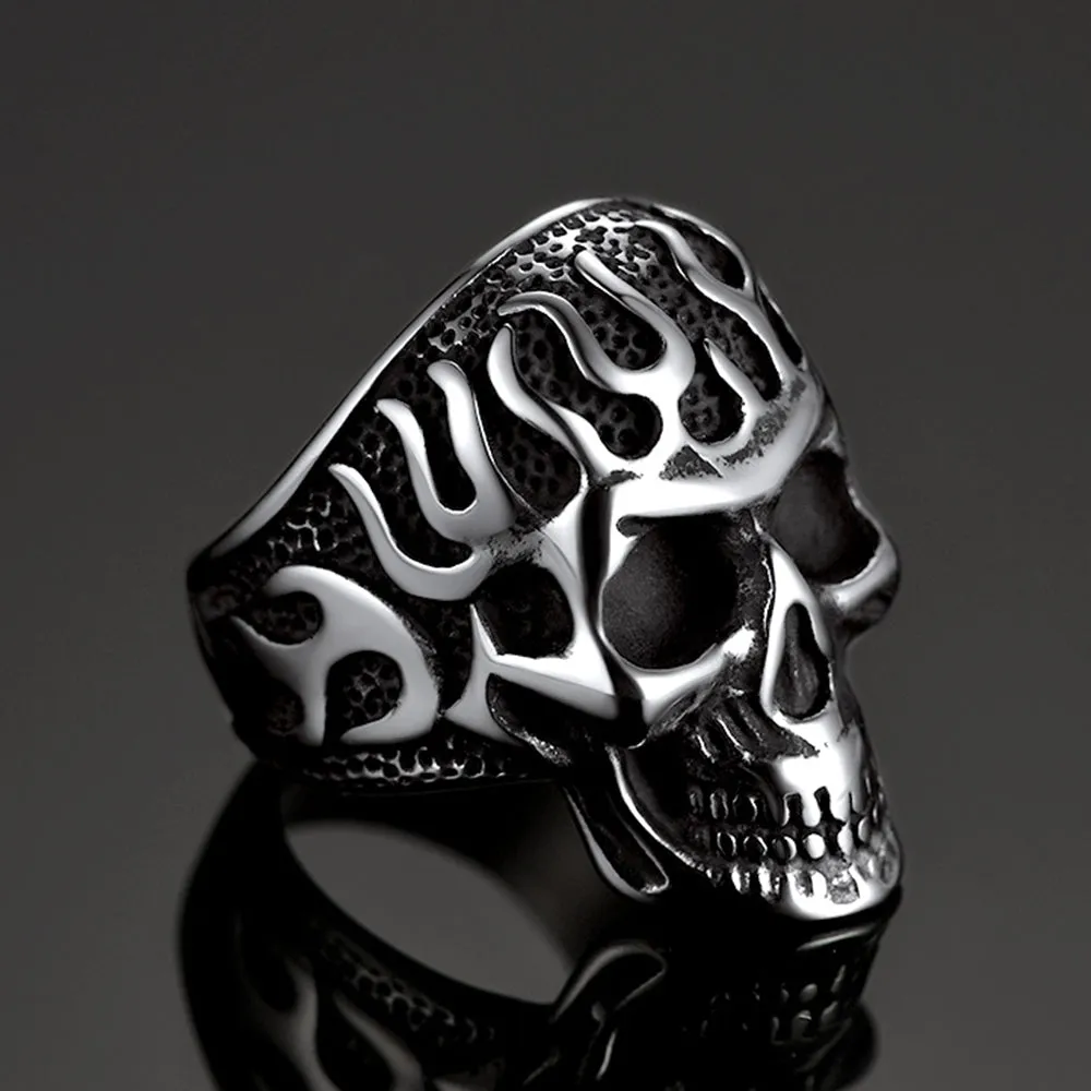 Gothic Fire Flaming Skull Stainless Steel Ring For Men sold by FaithHeart product image thumbnail 4