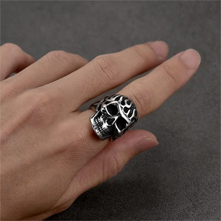 Gothic Fire Flaming Skull Stainless Steel Ring For Men sold by FaithHeart product image thumbnail 2