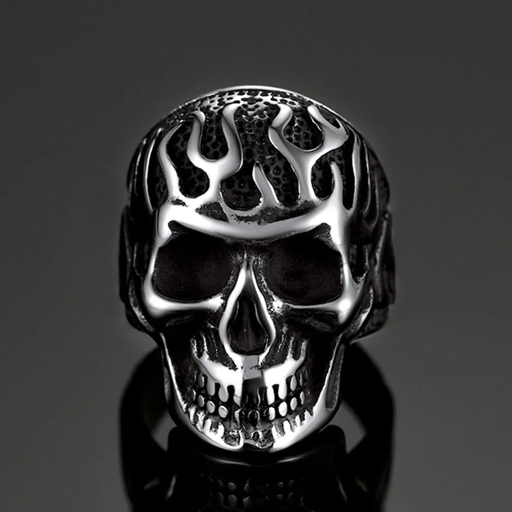 Gothic Fire Flaming Skull Stainless Steel Ring For Men sold by FaithHeart product image thumbnail 3