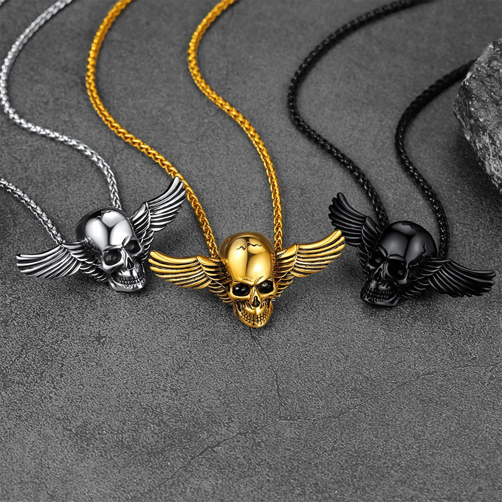 Gothic Skull Necklace With Wing For Men sold by FaithHeart product image thumbnail 3