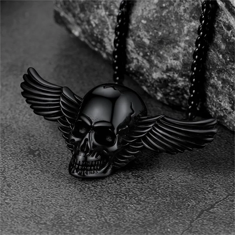 Gothic Skull Necklace With Wing For Men sold by FaithHeart product image thumbnail 5
