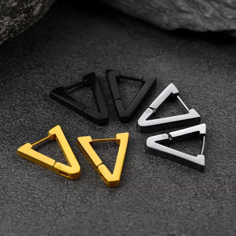 Classic Triangle Huggie Hoop Earrings for Men Women sold by FaithHeart product image thumbnail 5