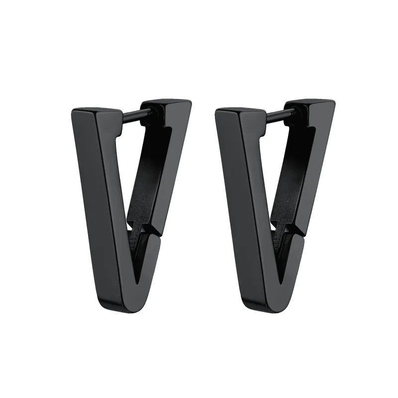 Classic Triangle Huggie Hoop Earrings for Men Women sold by FaithHeart