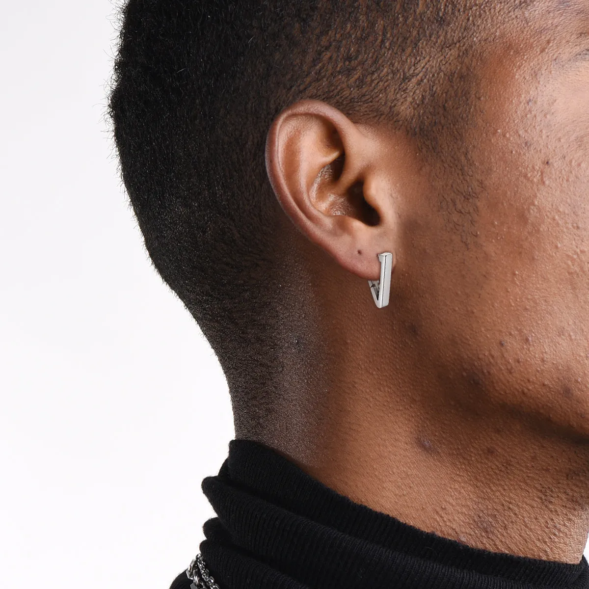 Classic Triangle Huggie Hoop Earrings for Men Women sold by FaithHeart product image thumbnail 4