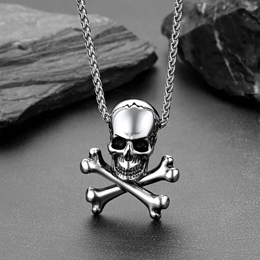 Gothic Pirate Skull Crossbones Necklace For Men sold by FaithHeart product image thumbnail 5