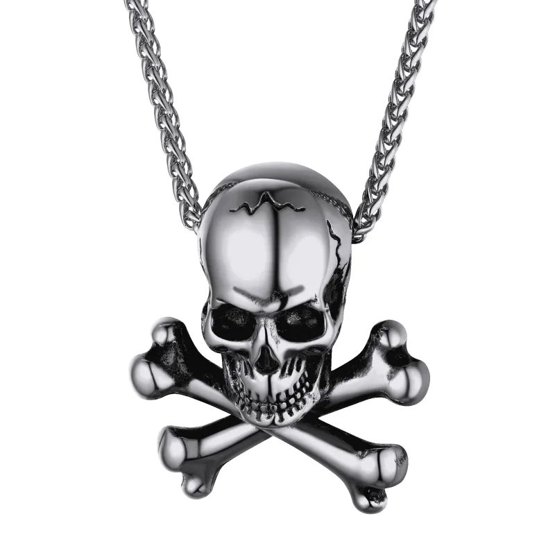 Gothic Pirate Skull Crossbones Necklace For Men sold by FaithHeart