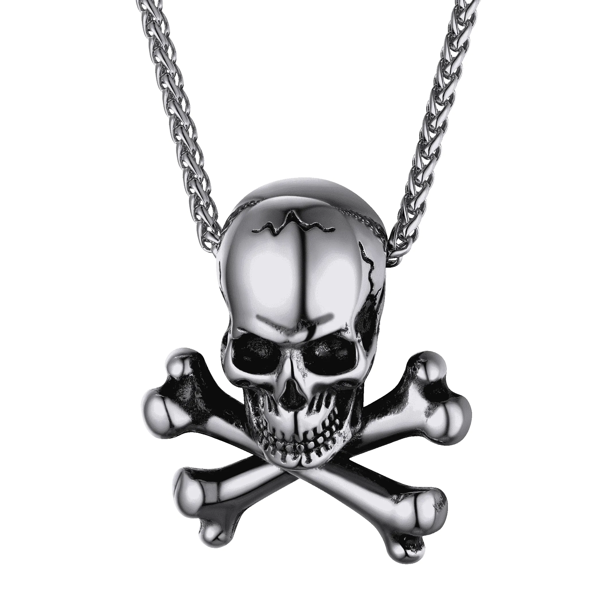 Gothic Pirate Skull Crossbones Necklace For Men sold by FaithHeart