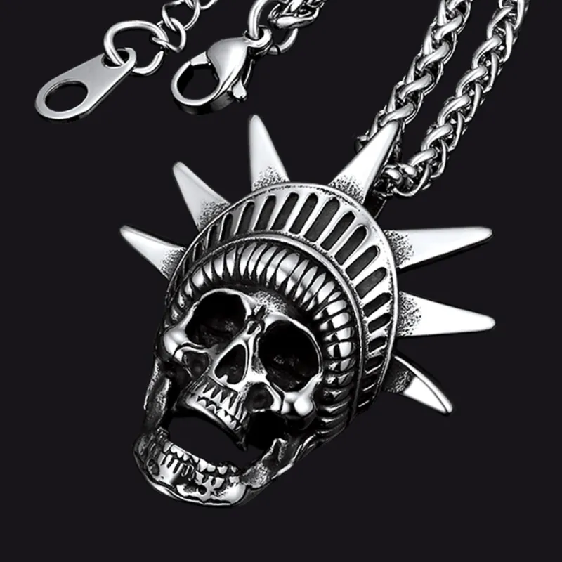 Flash Sale Gothic Statue of Liberty Skull Necklace For Men sold by FaithHeart
