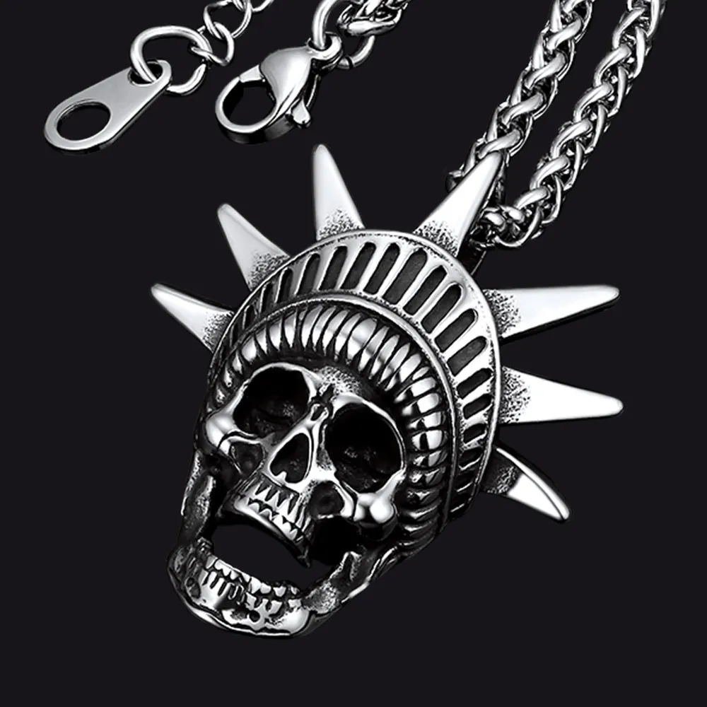 Flash Sale Gothic Statue of Liberty Skull Necklace For Men sold by FaithHeart