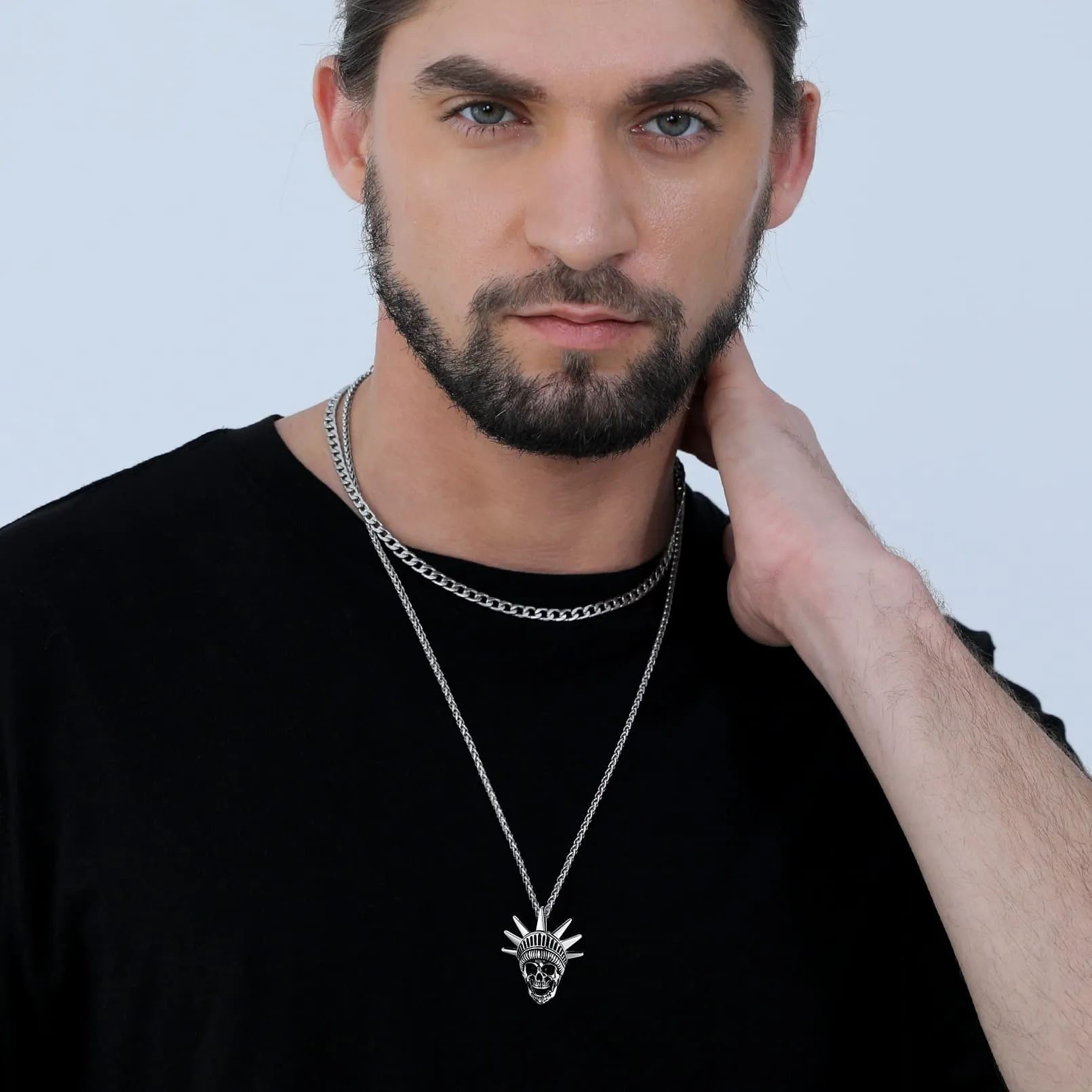 Flash Sale Gothic Statue of Liberty Skull Necklace For Men sold by FaithHeart product image thumbnail 2