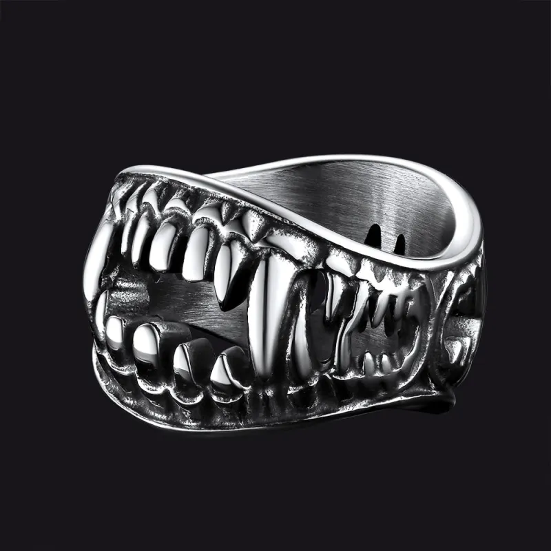 Gothic Punk Vampire Fang Teeth Ring For Men sold by FaithHeart