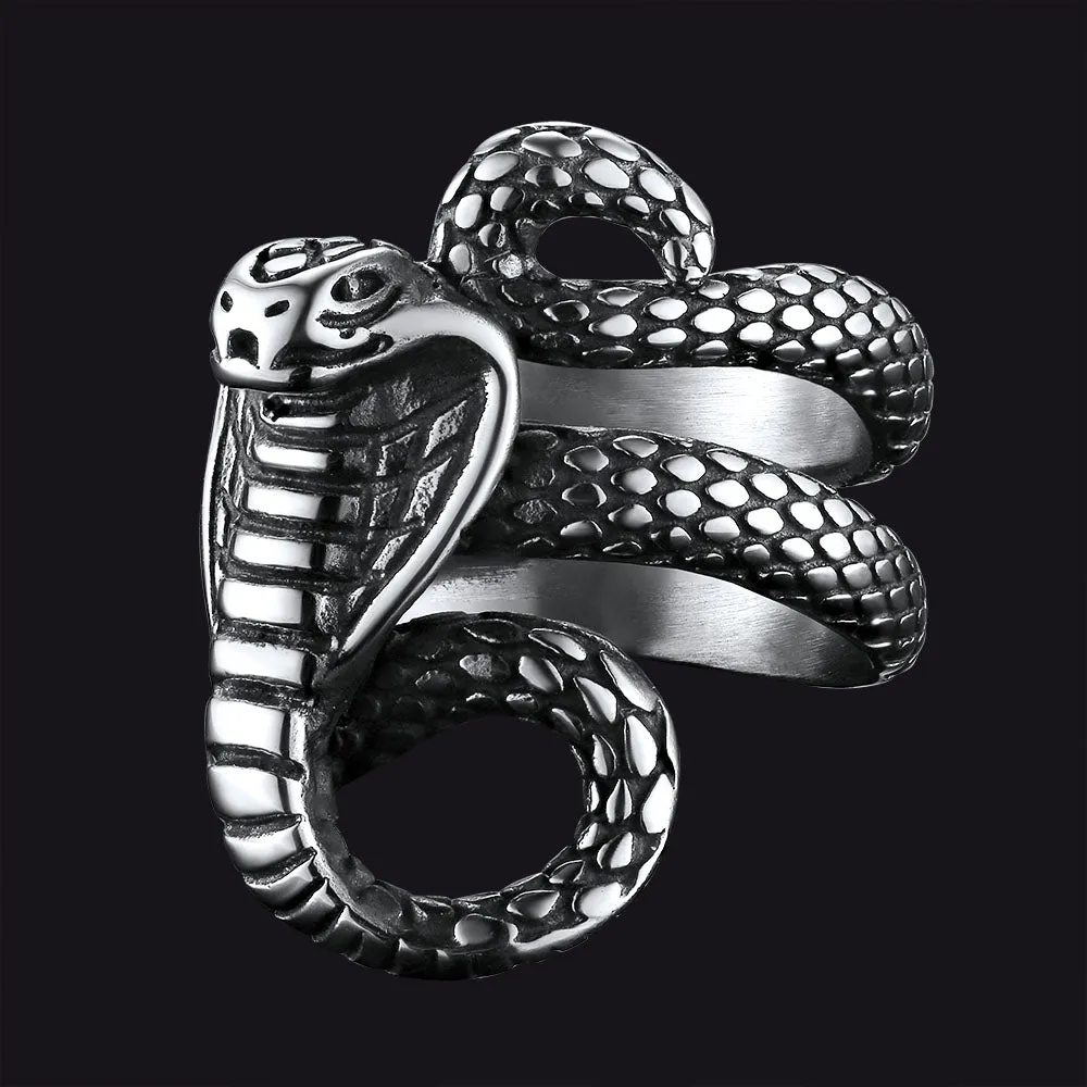 Gothic Punk Cobra Snake Ring For Men sold by FaithHeart