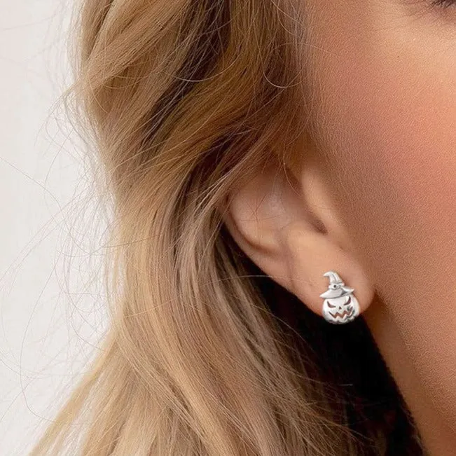 Halloween Pumpkin Earrings in Sterling Silver sold by FaithHeart product image thumbnail 3