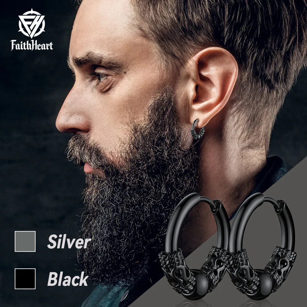 Punk Dragon Totem Huggie Hoop Earrings For Men sold by FaithHeart product image thumbnail 2