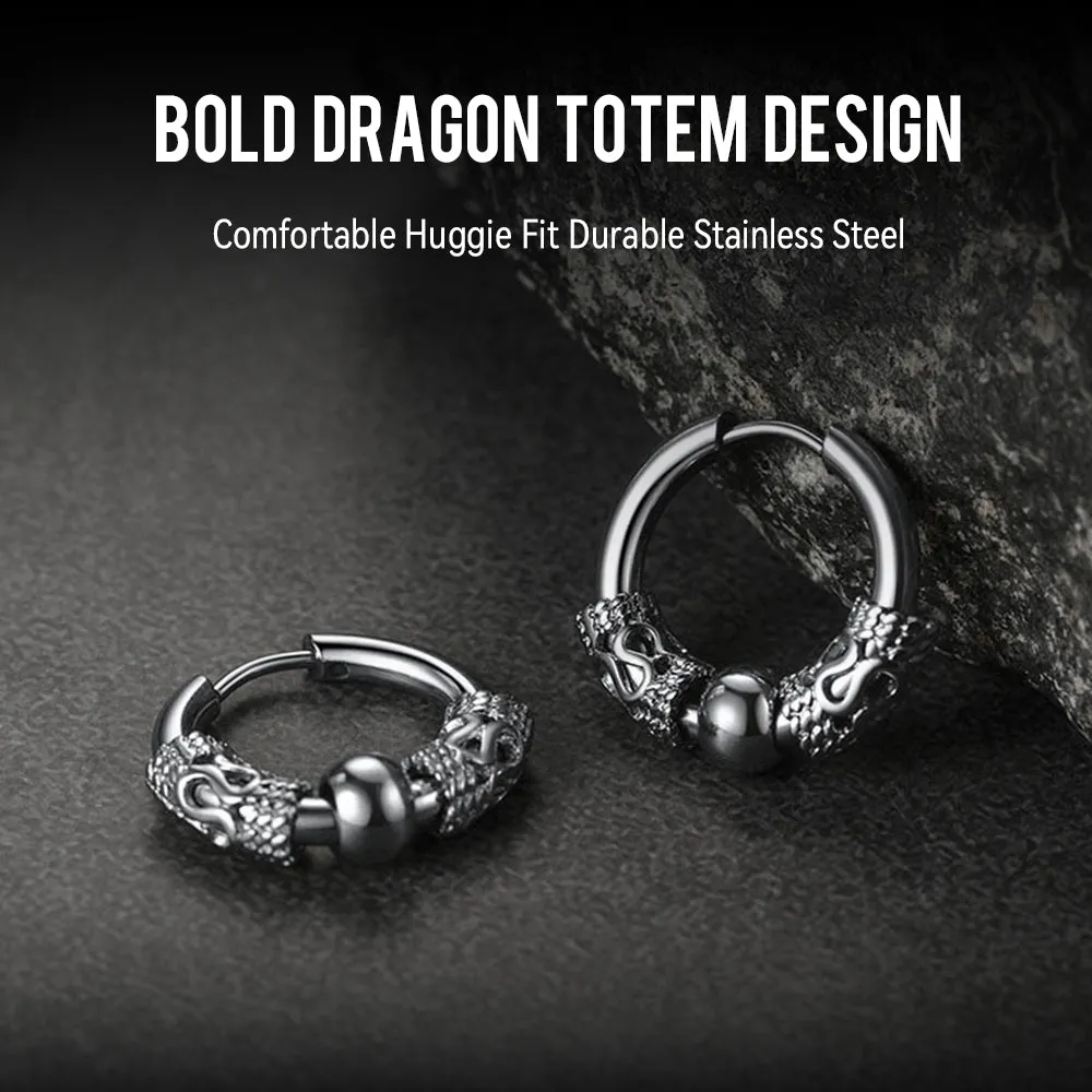 Punk Dragon Totem Huggie Hoop Earrings For Men sold by FaithHeart product image thumbnail 5