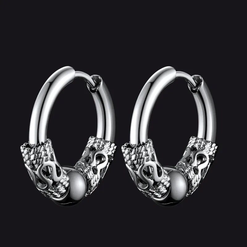 Punk Dragon Totem Huggie Hoop Earrings For Men sold by FaithHeart