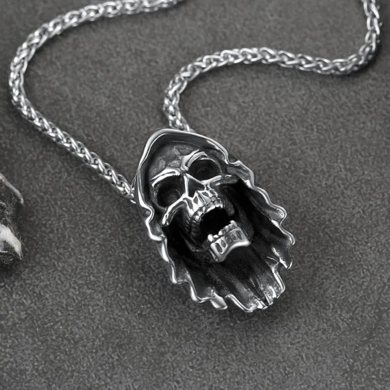 Grim Reaper Skull Pendant Necklace For Men sold by FaithHeart product image thumbnail 4