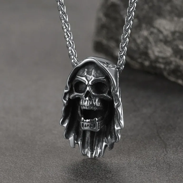 Grim Reaper Skull Pendant Necklace For Men sold by FaithHeart product image thumbnail 5