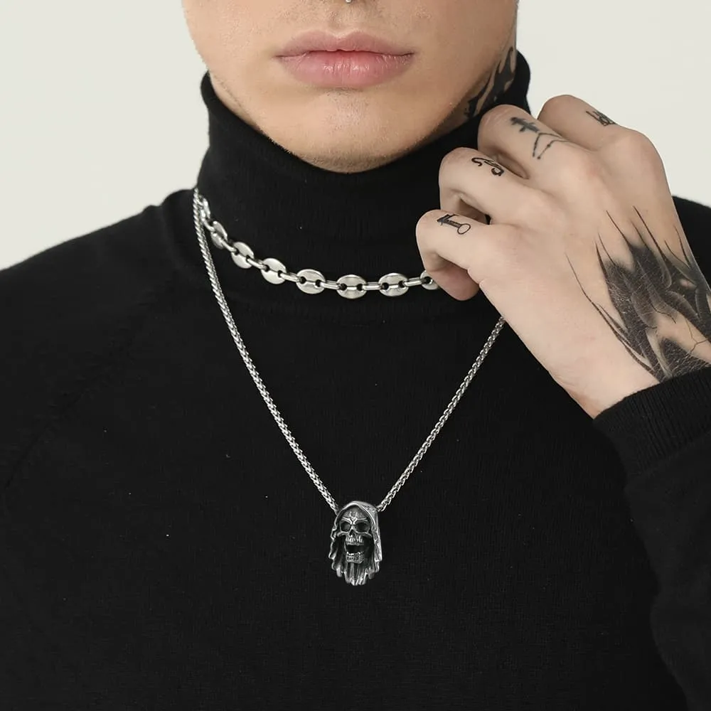 Grim Reaper Skull Pendant Necklace For Men sold by FaithHeart product image thumbnail 2