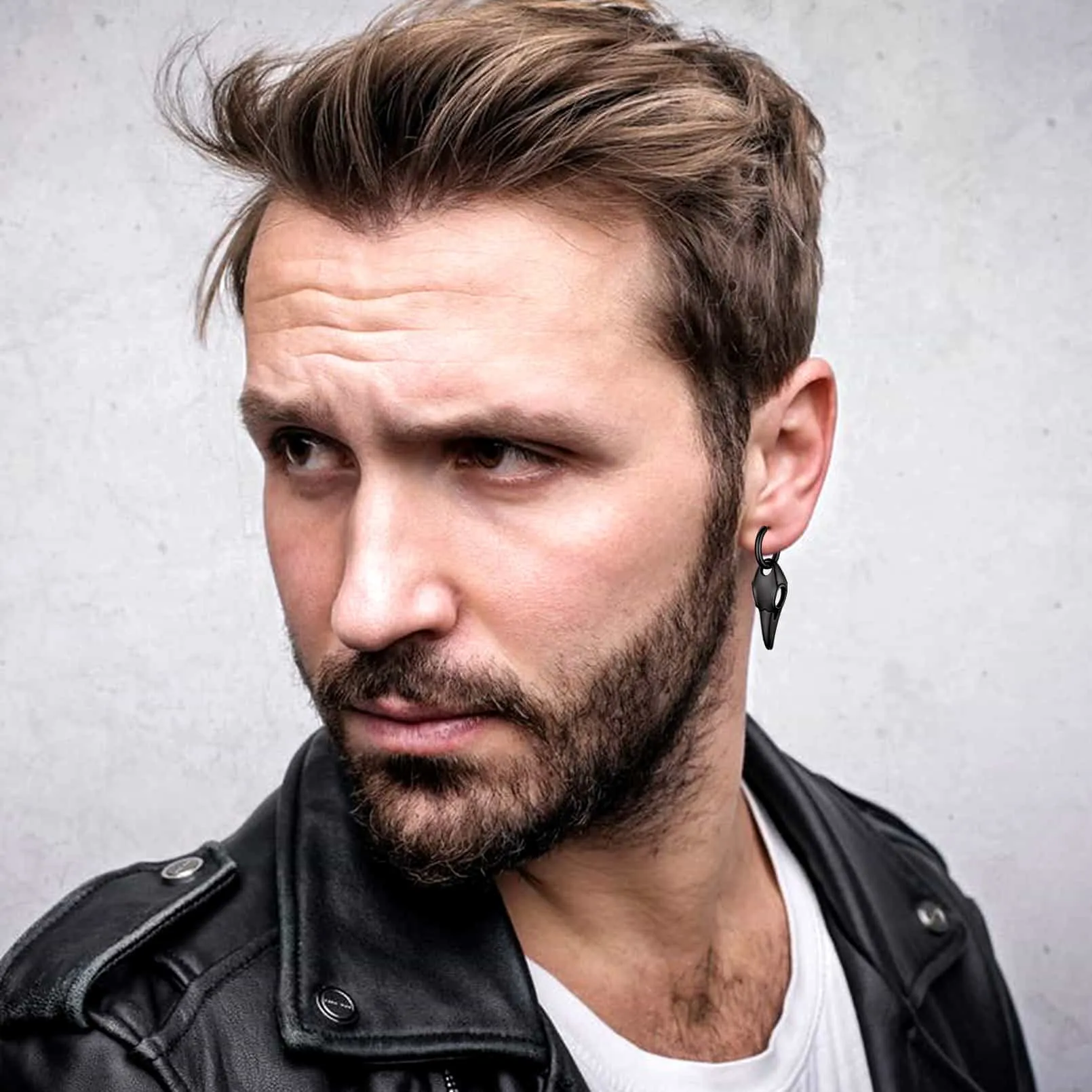 Gothic Raven Skull Dangle Hoop Earrings for Men Women sold by FaithHeart product image thumbnail 3