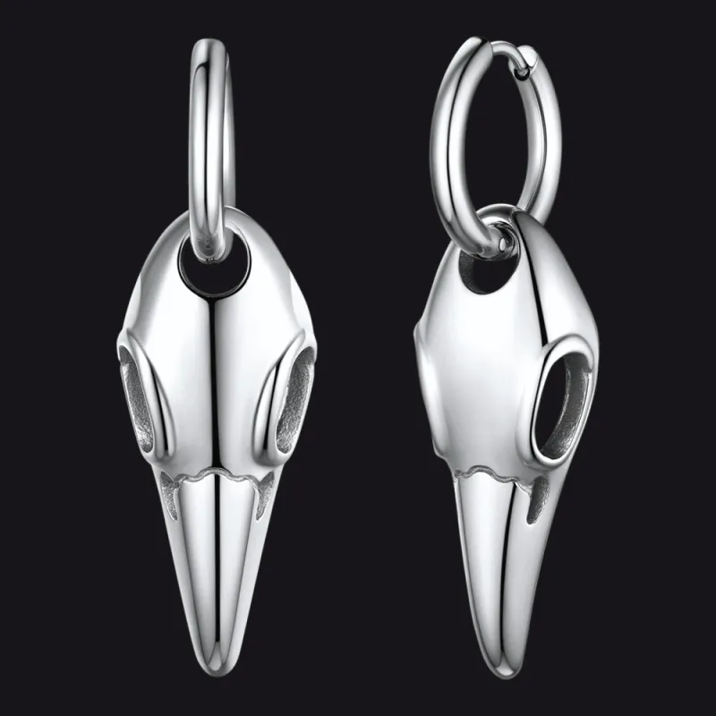 Gothic Raven Skull Dangle Hoop Earrings for Men Women sold by FaithHeart