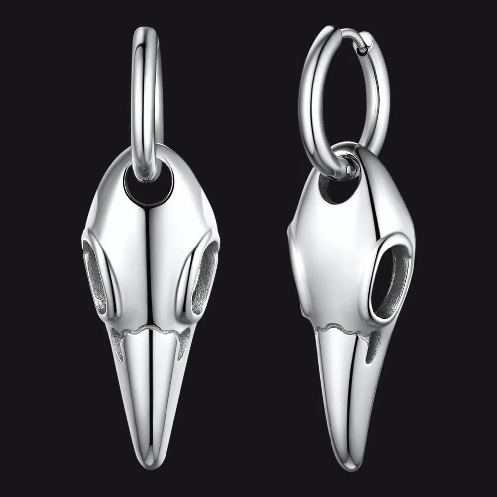Gothic Raven Skull Dangle Hoop Earrings for Men Women sold by FaithHeart