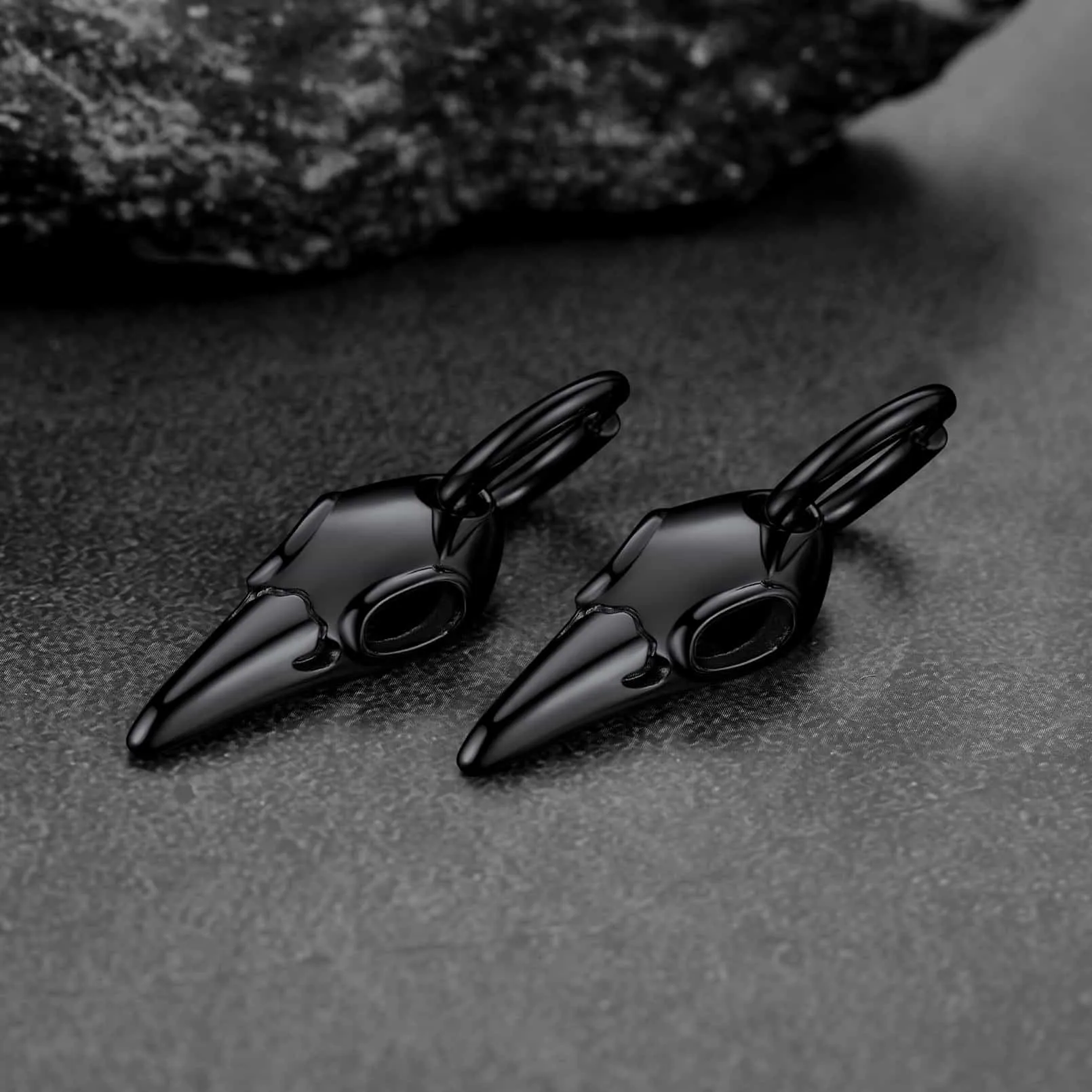 Gothic Raven Skull Dangle Hoop Earrings for Men Women sold by FaithHeart product image thumbnail 5