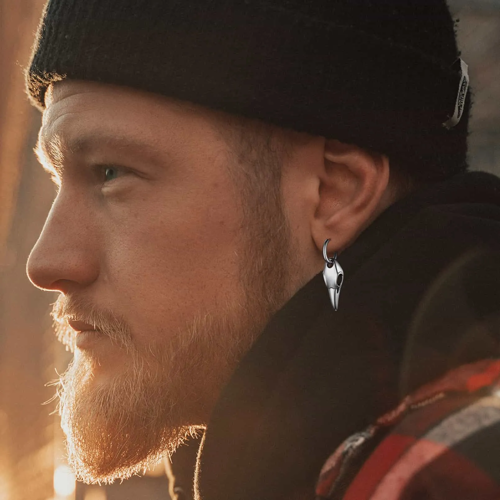 Gothic Raven Skull Dangle Hoop Earrings for Men Women sold by FaithHeart product image thumbnail 2