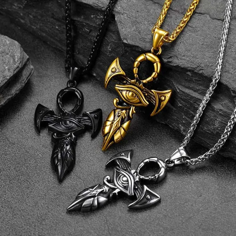 Egyptian Ankh Cross Necklace with Eye of Horus For Men sold by FaithHeart product image thumbnail 3