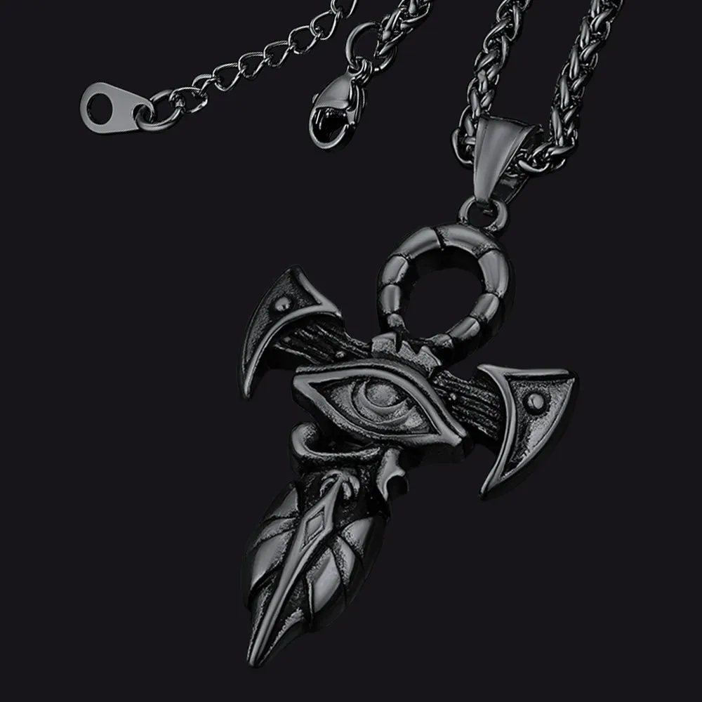 Egyptian Ankh Cross Necklace with Eye of Horus For Men sold by FaithHeart