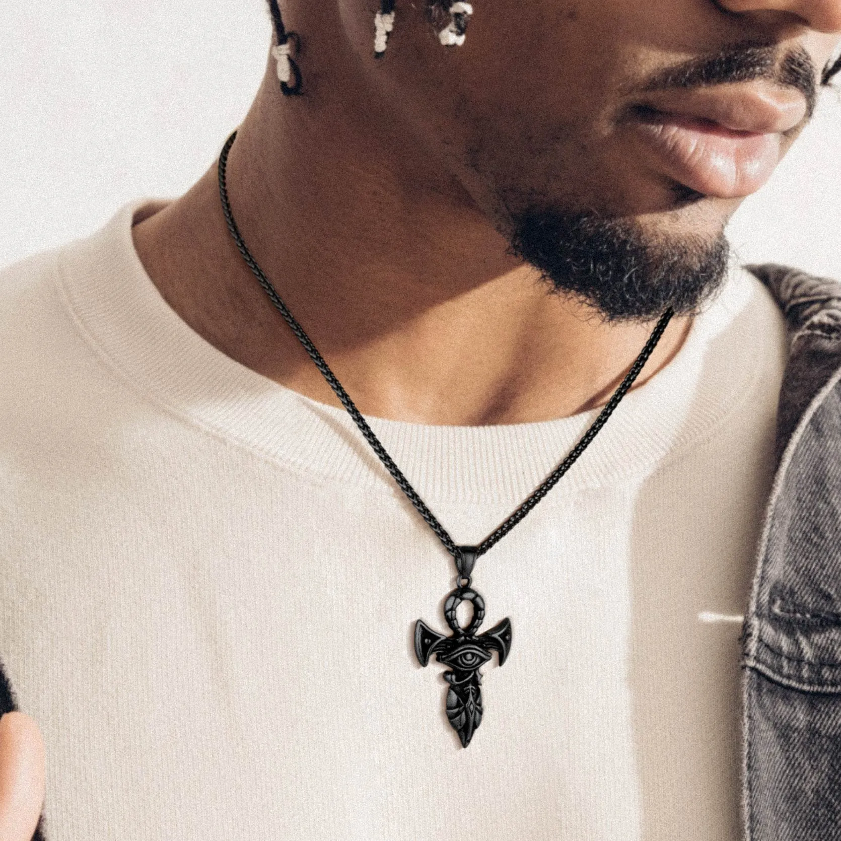 Egyptian Ankh Cross Necklace with Eye of Horus For Men sold by FaithHeart product image thumbnail 2