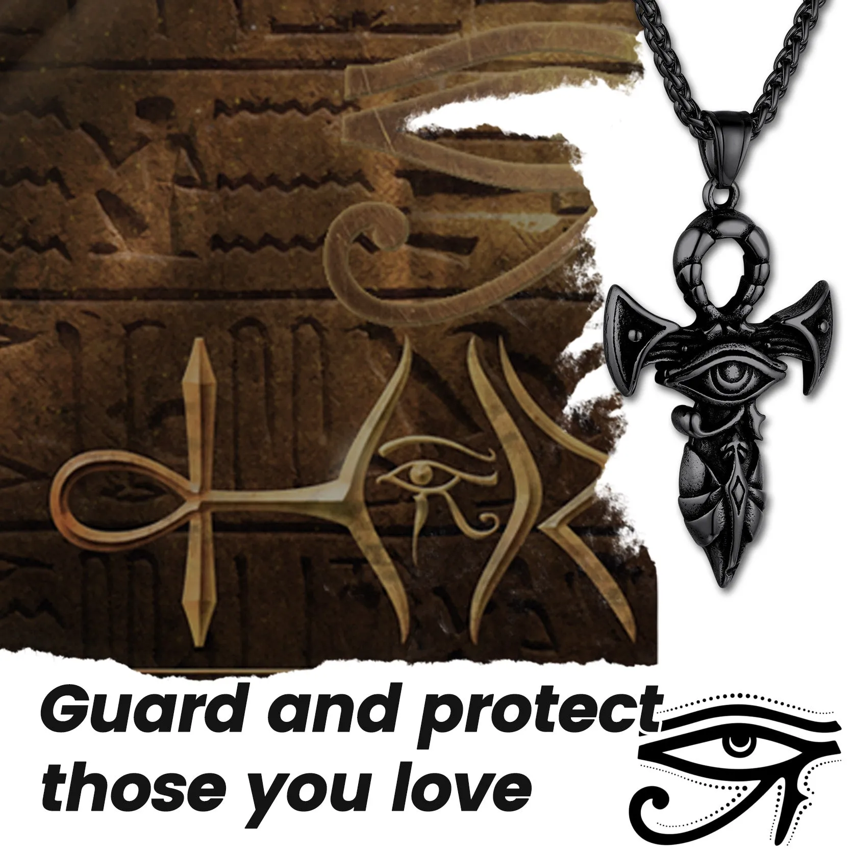 Egyptian Ankh Cross Necklace with Eye of Horus For Men sold by FaithHeart product image thumbnail 4