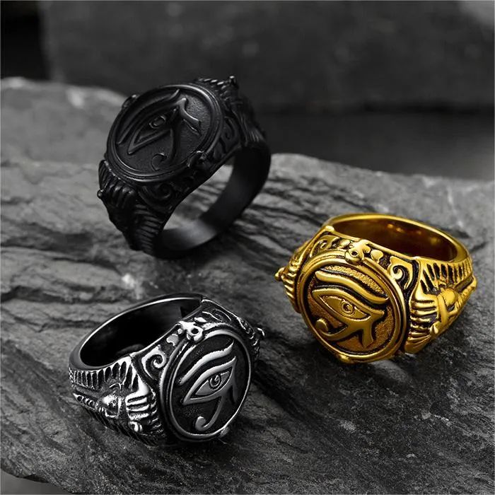 Ancient Egyptian Eye of Ra Signet Ring Jewelry For Men sold by FaithHeart product image thumbnail 5