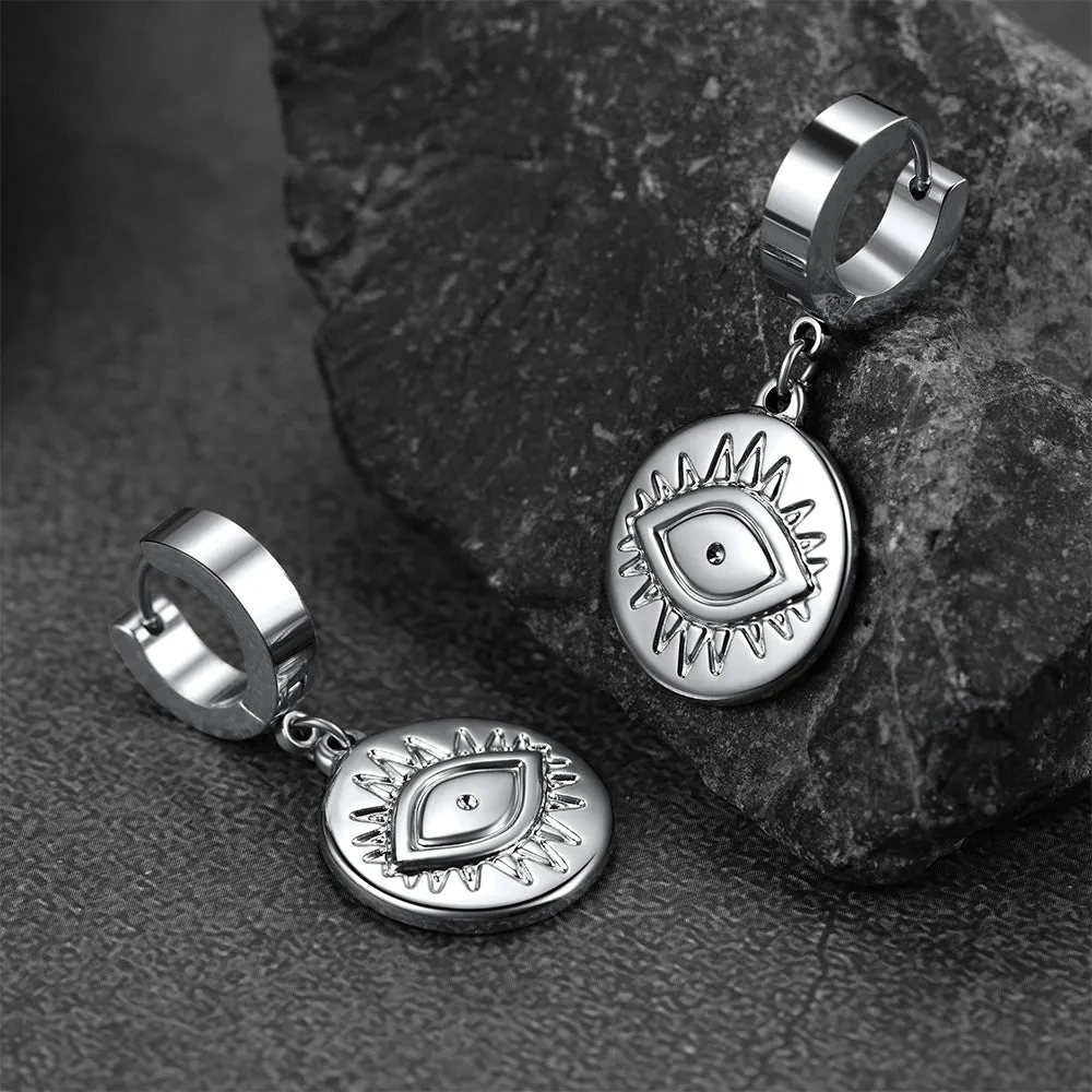 Evil Eye Hoop Dangle Earrings For Men sold by FaithHeart product image thumbnail 5