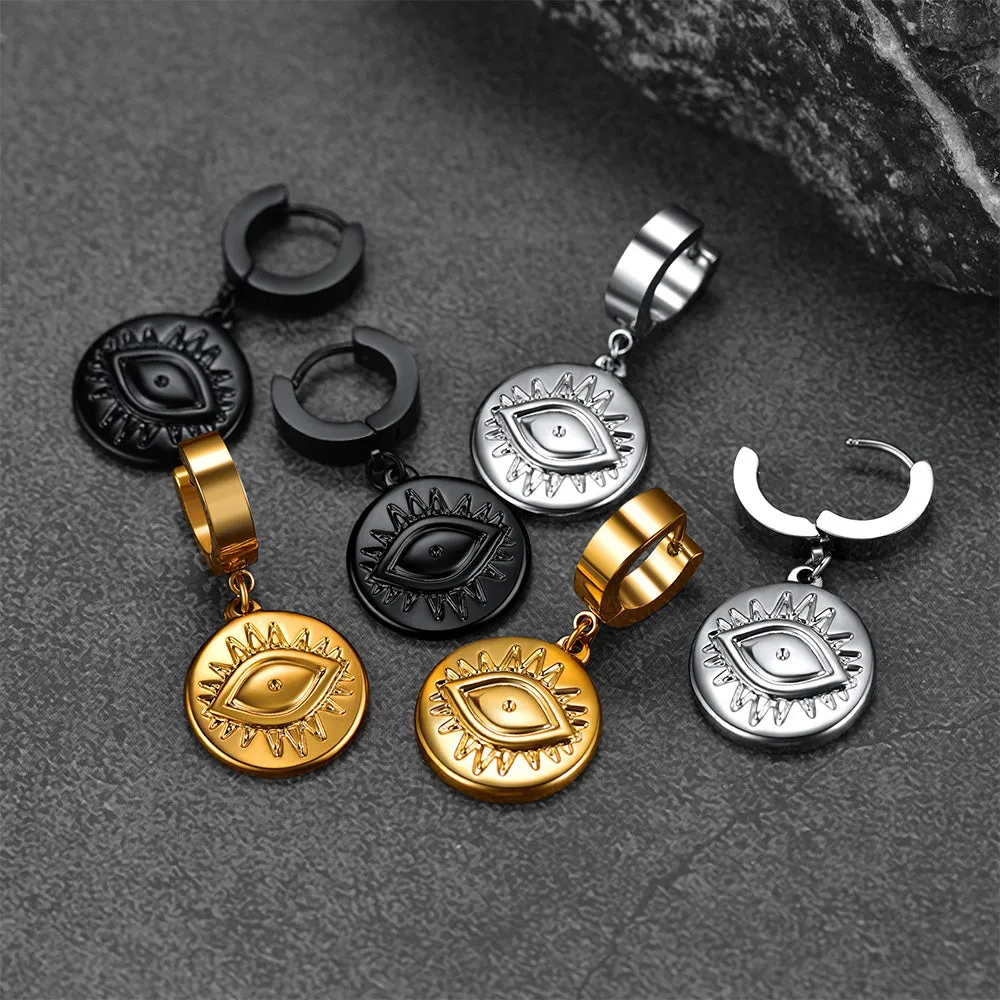 Evil Eye Hoop Dangle Earrings For Men sold by FaithHeart product image thumbnail 3