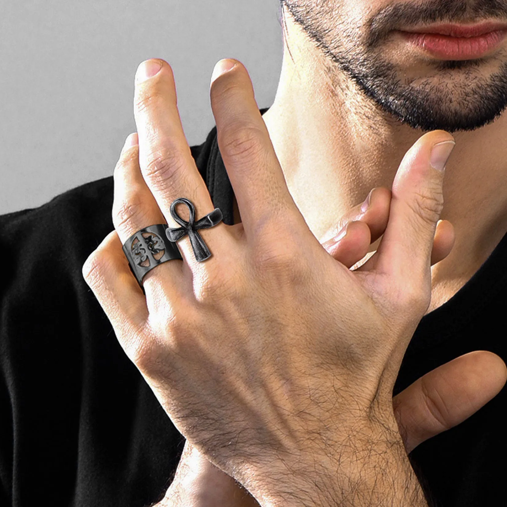 Egyptian Coptic Ankh Cross Stainless Steel Ring for Men Women sold by FaithHeart product image thumbnail 3