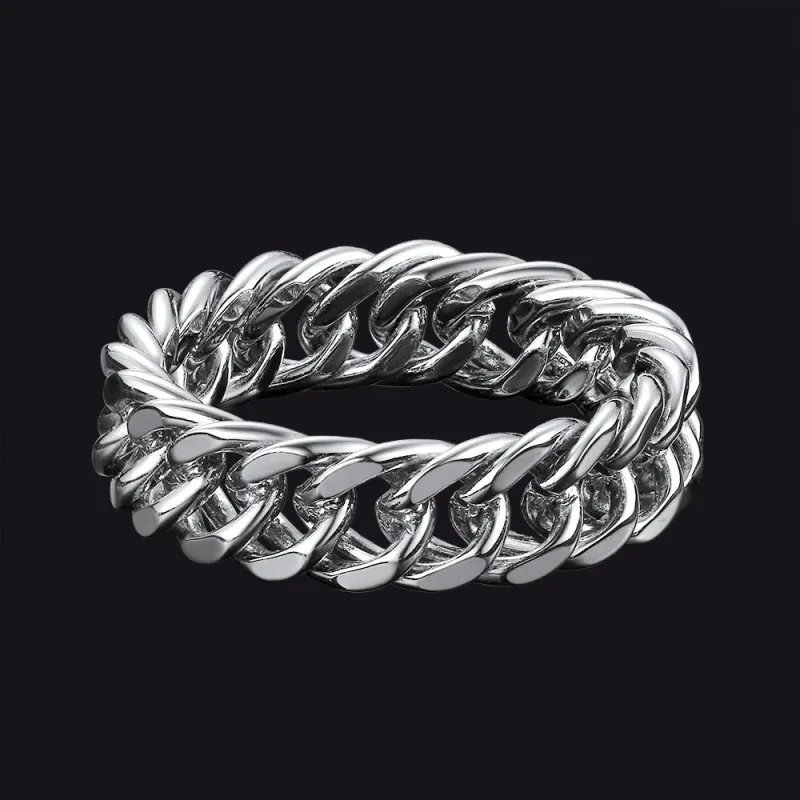 Fashion Cuban Chain Stainless Steel Ring for Men sold by FaithHeart